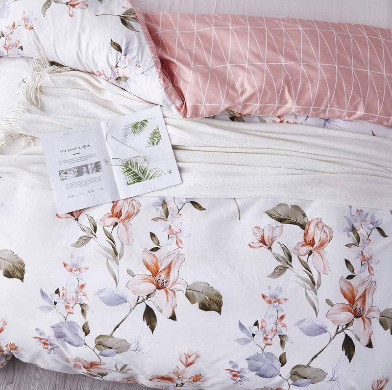 OAITE Duvet Cover Set,100% Cotton Comforter Cover with Floral Pattern Duvet Cover Set,Soft Bedding Set Includes with 3 Piece (2 Pillow Shams,1 Duvet Cover) - Image 3